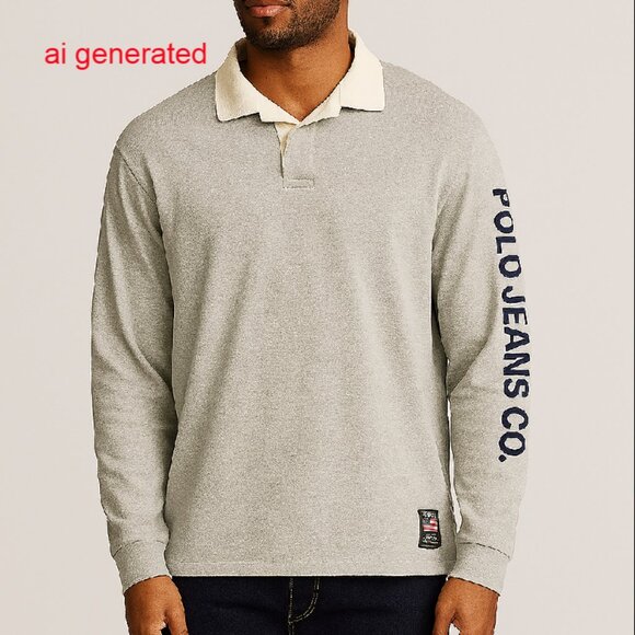 Vintage Polo Jeans Company Mens Ralph Lauren Rugby Polo Long Sleeve Shirt Xlarge - Picture 6 of 6